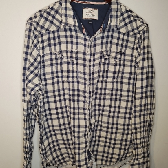 Flag and Anthem flannel button down top - Picture 1 of 7
